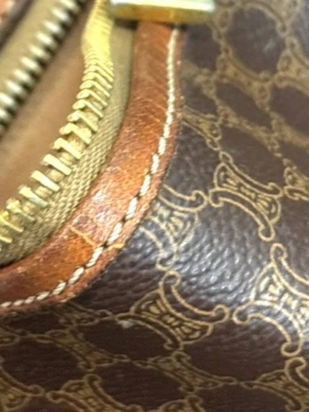 CELINE Logo Macadam Pattern Clutch Hand Bag PVC Leather Brown Italy 09MA406 - Picture 11 of 14